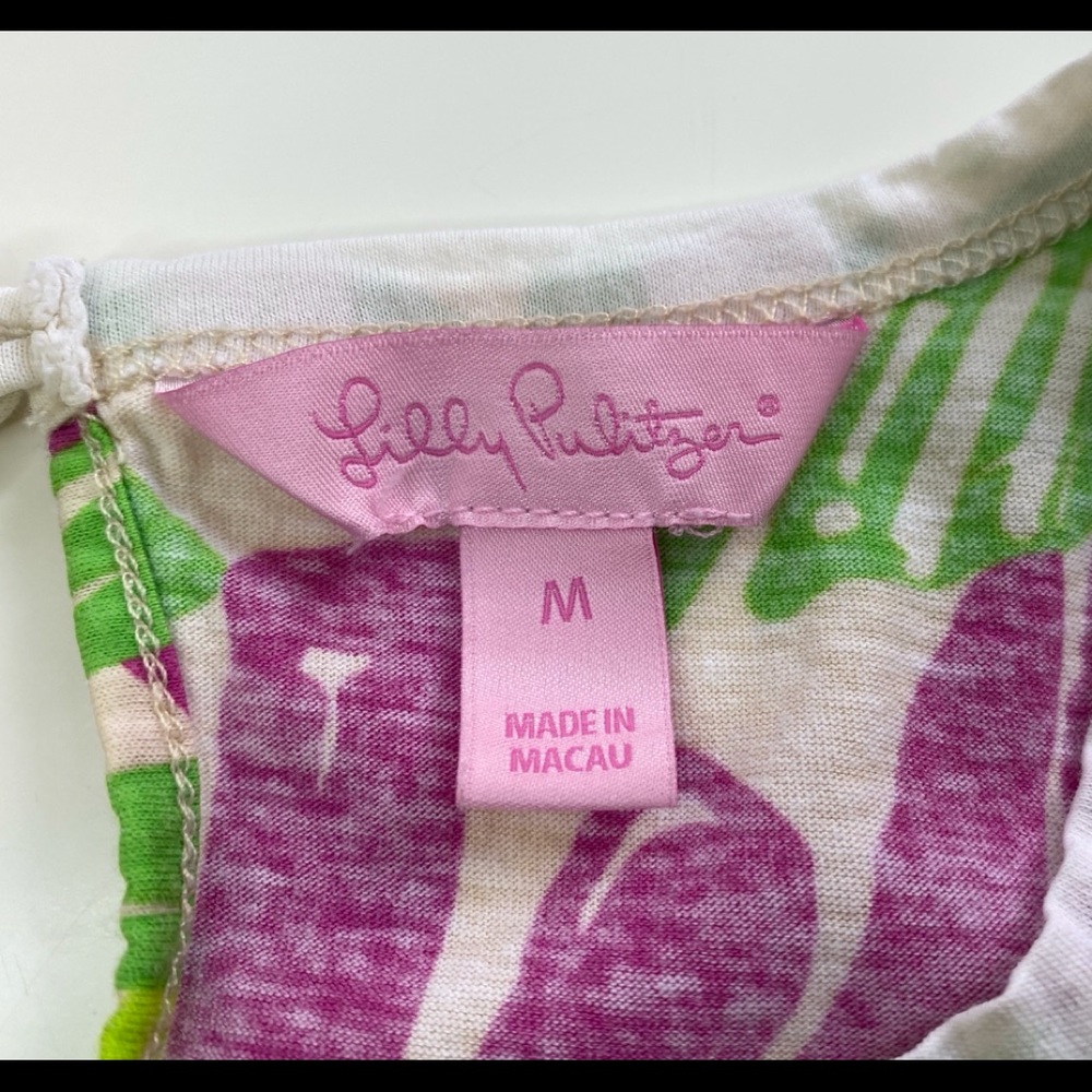 LILLY PULITZER FUN UNIQUE green & magenta t-shirt, size M EUC - Picture 5 of 8